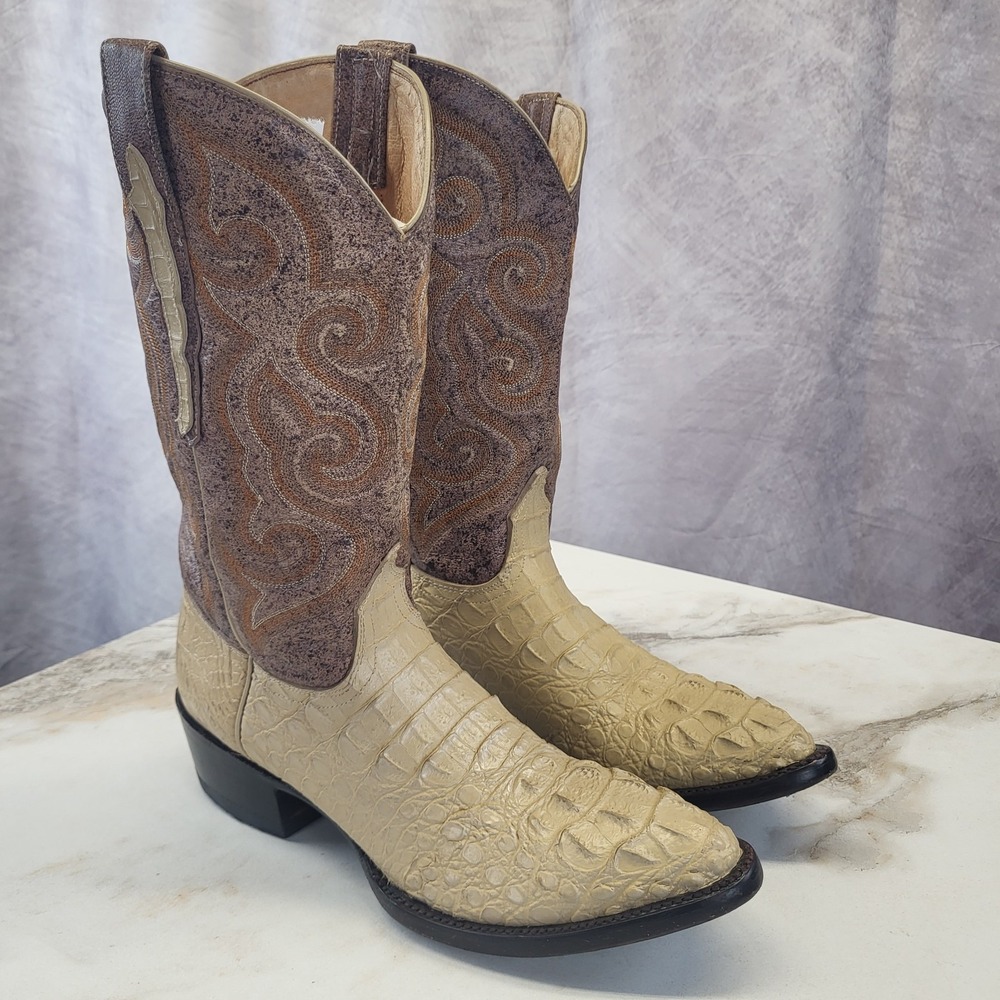 Sedona West Size 7.5 D Beige Crocodile Western Cowboy Boots Men's